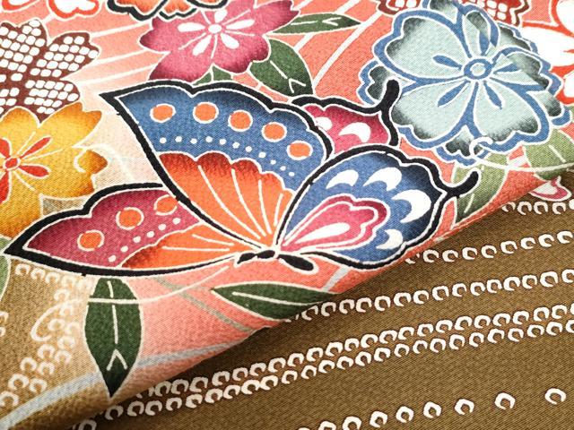 平和屋着物●豪華振袖　型染め　流水花蝶文　暈し染め　正絹　逸品　CABI2701yc
