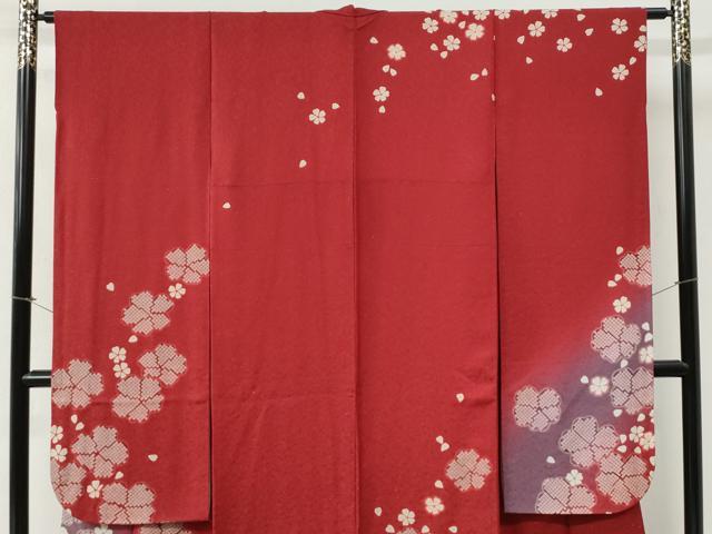 平和屋着物●豪華振袖　舞花文　暈し染め　銀通し地　正絹　逸品　CABI2702yc