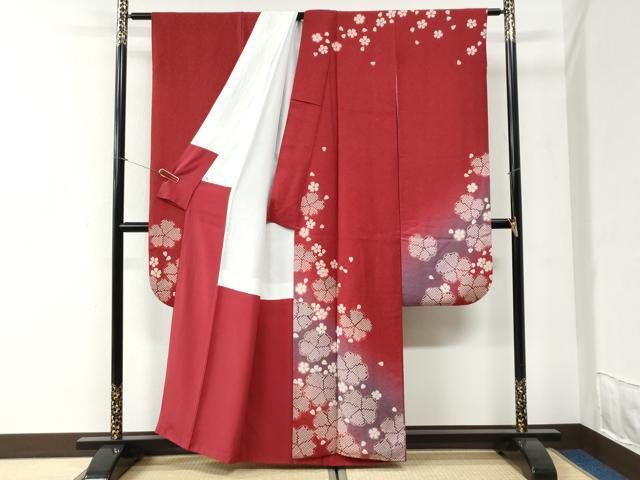 平和屋着物●豪華振袖　舞花文　暈し染め　銀通し地　正絹　逸品　CABI2702yc
