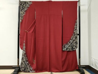 平和屋着物●染色作家　斉藤三才　振袖　三才鳥　花唐草文　暈し染め　金彩　正絹　逸品　CABI2704yc