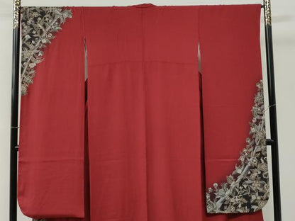 平和屋着物●染色作家　斉藤三才　振袖　三才鳥　花唐草文　暈し染め　金彩　正絹　逸品　CABI2704yc