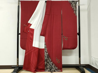 平和屋着物●染色作家　斉藤三才　振袖　三才鳥　花唐草文　暈し染め　金彩　正絹　逸品　CABI2704yc