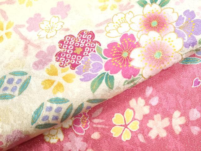 平和屋着物●豪華振袖　駒刺繍　舞桜文　ラメ糸　暈し染め　金通し地　京都きもの友禅扱い　正絹　逸品　CABI2705yc