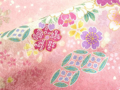 平和屋着物●豪華振袖　駒刺繍　舞桜文　ラメ糸　暈し染め　金通し地　京都きもの友禅扱い　正絹　逸品　CABI2705yc
