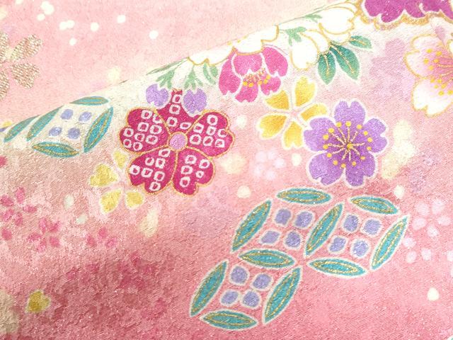 平和屋着物●豪華振袖　駒刺繍　舞桜文　ラメ糸　暈し染め　金通し地　京都きもの友禅扱い　正絹　逸品　CABI2705yc