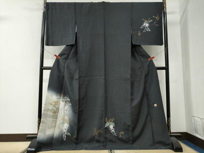 平和屋着物●和紙染染色作家・植村彩弘　訪問着　藤花房　暈し染め　金彩　やまと誂製　ロング丈　正絹　逸品　未使用　CABI2707yc