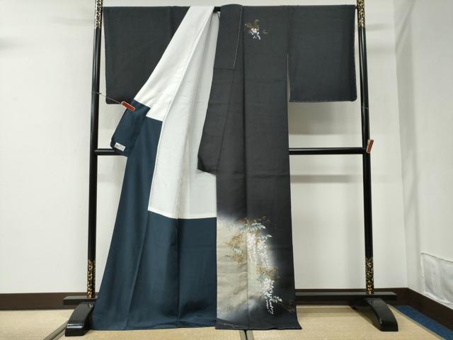 平和屋着物●和紙染染色作家・植村彩弘　訪問着　藤花房　暈し染め　金彩　やまと誂製　ロング丈　正絹　逸品　未使用　CABI2707yc