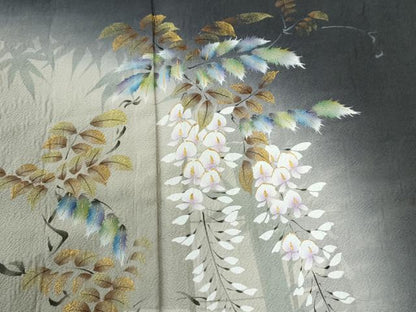 平和屋着物●和紙染染色作家・植村彩弘　訪問着　藤花房　暈し染め　金彩　やまと誂製　ロング丈　正絹　逸品　未使用　CABI2707yc