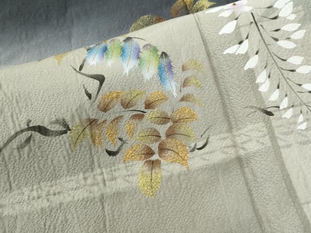 平和屋着物●和紙染染色作家・植村彩弘　訪問着　藤花房　暈し染め　金彩　やまと誂製　ロング丈　正絹　逸品　未使用　CABI2707yc