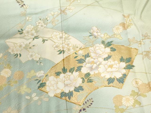 平和屋着物●訪問着　駒刺繍　地紙草花文　暈し染め　金彩　正絹　逸品　CABI2708yc