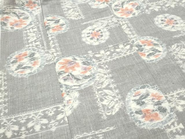 平和屋着物●上質な紬　草花丸文　正絹　逸品　未使用　CABI2715yc