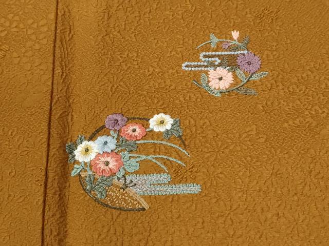 平和屋着物●訪問着　総刺繍　草花文　ロング丈　正絹　逸品　CABI2720yc