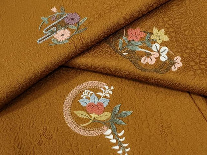 平和屋着物●訪問着　総刺繍　草花文　ロング丈　正絹　逸品　CABI2720yc