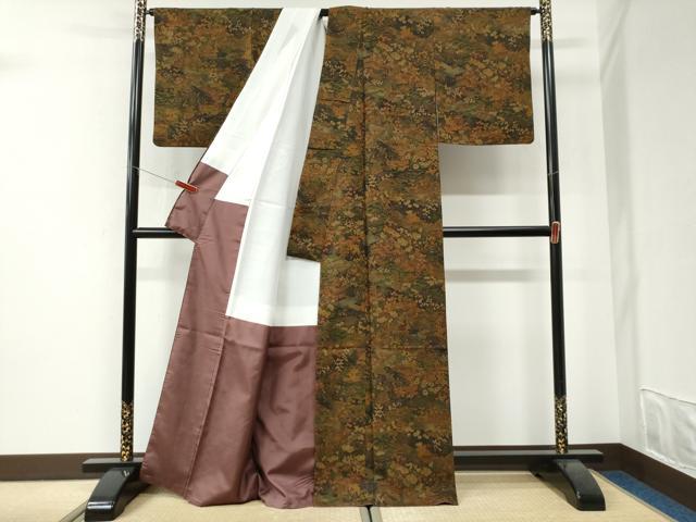 平和屋着物●友禅師・京の名工・伝統工芸士・樽本伊勢蔵　小紋　花松文　反端付き　正絹　逸品　CABI2724yc