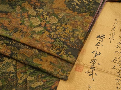 平和屋着物●友禅師・京の名工・伝統工芸士・樽本伊勢蔵　小紋　花松文　反端付き　正絹　逸品　CABI2724yc