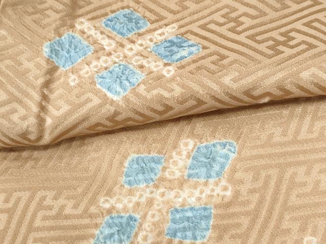 平和屋着物●上質な小紋　絞り　菱吉祥文　正絹　逸品　CABI2727yc