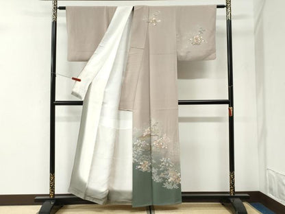 平和屋着物●訪問着　松竹梅風景文　暈し染め　金彩　正絹　逸品　CABI2729yc