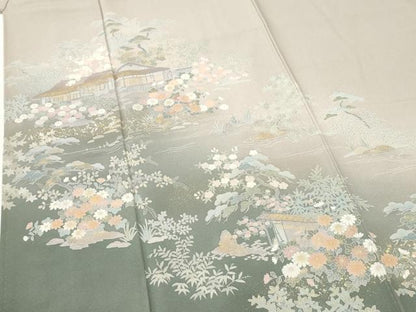 平和屋着物●訪問着　松竹梅風景文　暈し染め　金彩　正絹　逸品　CABI2729yc