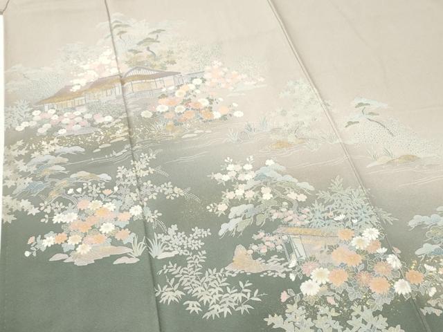 平和屋着物●訪問着　松竹梅風景文　暈し染め　金彩　正絹　逸品　CABI2729yc