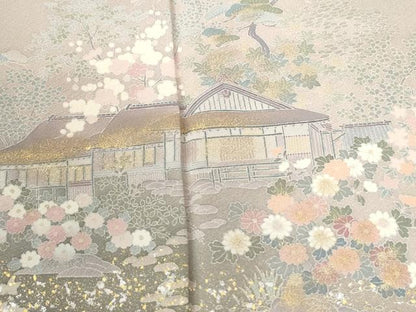 平和屋着物●訪問着　松竹梅風景文　暈し染め　金彩　正絹　逸品　CABI2729yc