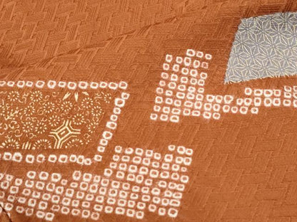 平和屋着物●訪問着　絞り　刺繍　短冊吉祥花文　金彩　正絹　逸品　CABI2730yc