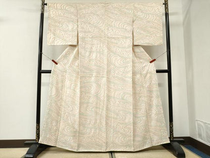 平和屋着物●上質な小紋　総絞り　流水文　正絹　逸品　CABI2733yc