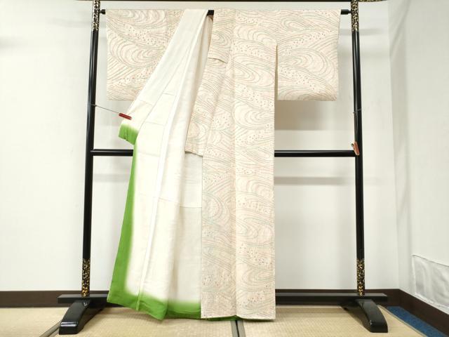 平和屋着物●上質な小紋　総絞り　流水文　正絹　逸品　CABI2733yc