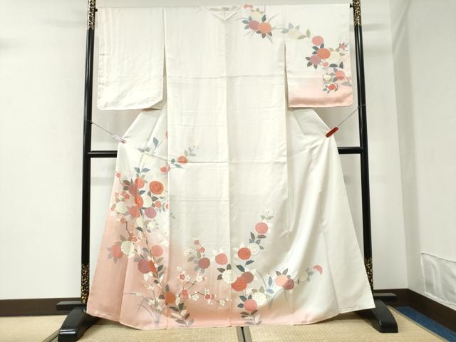 平和屋着物●訪問着　刺繍　枝菊文　暈し染め　金彩　正絹　逸品　未使用　CABI2735yc