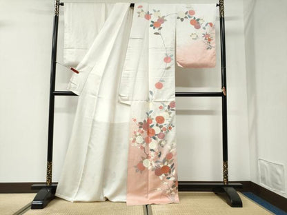 平和屋着物●訪問着　刺繍　枝菊文　暈し染め　金彩　正絹　逸品　未使用　CABI2735yc