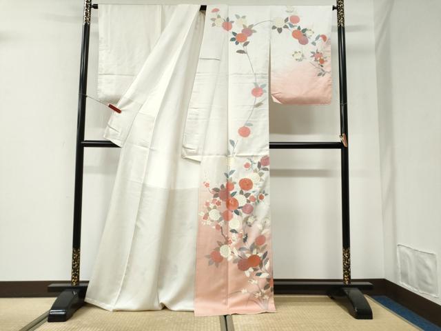 平和屋着物●訪問着　刺繍　枝菊文　暈し染め　金彩　正絹　逸品　未使用　CABI2735yc
