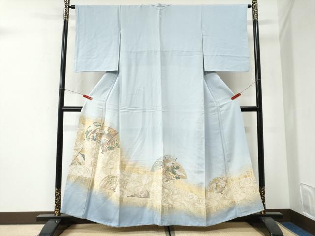 平和屋着物●豪華色留袖　寿光織　流水扇面草花文　暈し染め　金糸　正絹　逸品　CABI2736yc