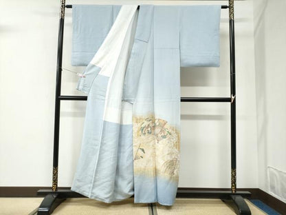 平和屋着物●豪華色留袖　寿光織　流水扇面草花文　暈し染め　金糸　正絹　逸品　CABI2736yc