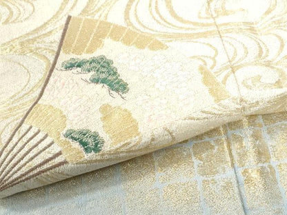 平和屋着物●豪華色留袖　寿光織　流水扇面草花文　暈し染め　金糸　正絹　逸品　CABI2736yc