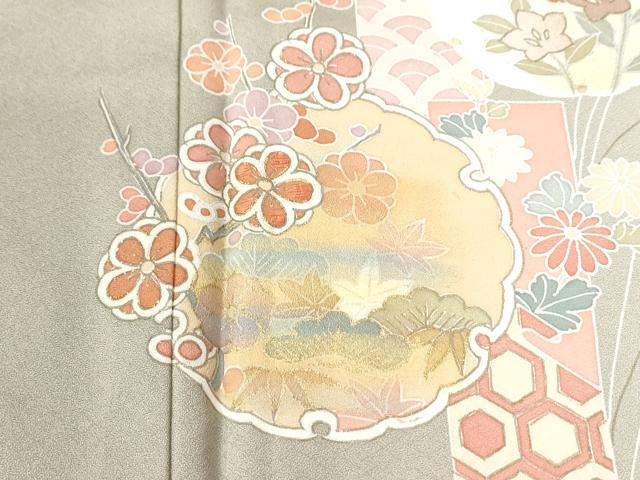 平和屋着物●訪問着　短冊雪輪花蝶文　暈し染め　金彩　正絹　逸品　CABI2737yc
