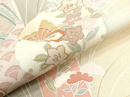 平和屋着物●訪問着　短冊雪輪花蝶文　暈し染め　金彩　正絹　逸品　CABI2737yc