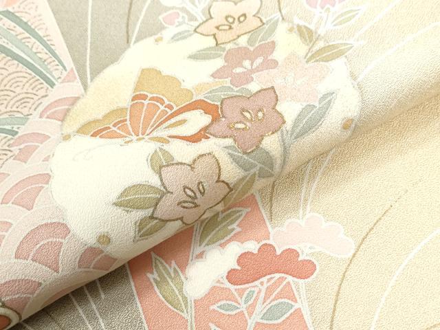 平和屋着物●訪問着　短冊雪輪花蝶文　暈し染め　金彩　正絹　逸品　CABI2737yc