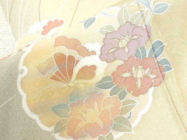 平和屋着物●訪問着　短冊雪輪花蝶文　暈し染め　金彩　正絹　逸品　CABI2737yc