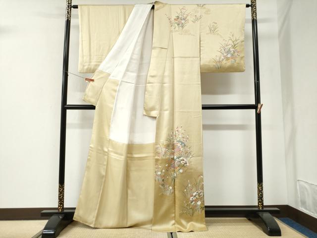 平和屋着物●訪問着　扇面草花文　暈し染め　金彩　正絹　逸品　CABI2739yc