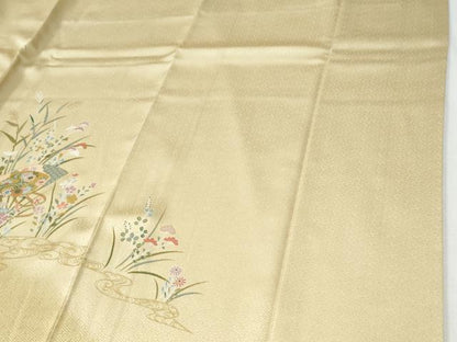 平和屋着物●訪問着　扇面草花文　暈し染め　金彩　正絹　逸品　CABI2739yc