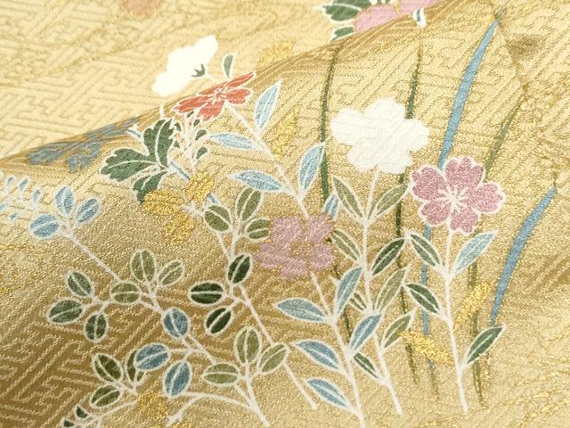 平和屋着物●訪問着　扇面草花文　暈し染め　金彩　正絹　逸品　CABI2739yc