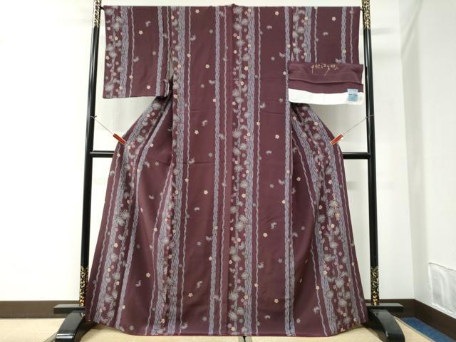 平和屋着物●上質な小紋　乱菊舞花文　金彩　反端付き　正絹　逸品　CABI2744yc