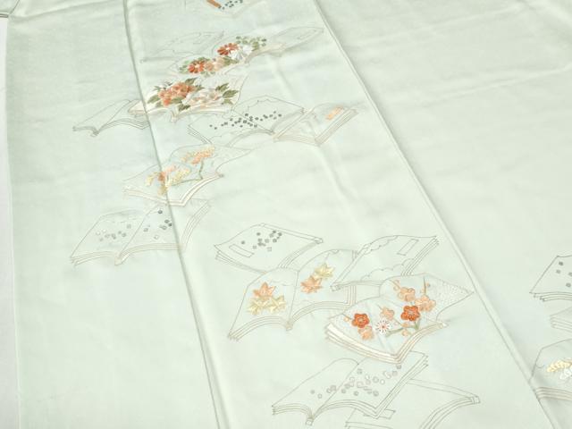 平和屋着物●訪問着　刺繍　冊子草花文　金銀彩　正絹　逸品　CABI2746yc