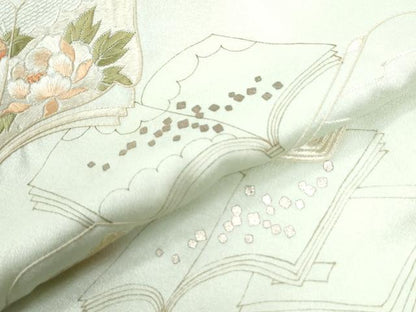 平和屋着物●訪問着　刺繍　冊子草花文　金銀彩　正絹　逸品　CABI2746yc