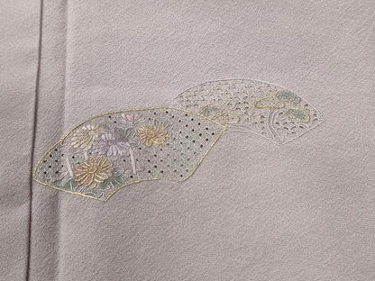 平和屋着物●中国三大刺繍　スワトウ刺繍　総刺繍　訪問着　地紙草花文　金糸　正絹　逸品　CABI2748yc