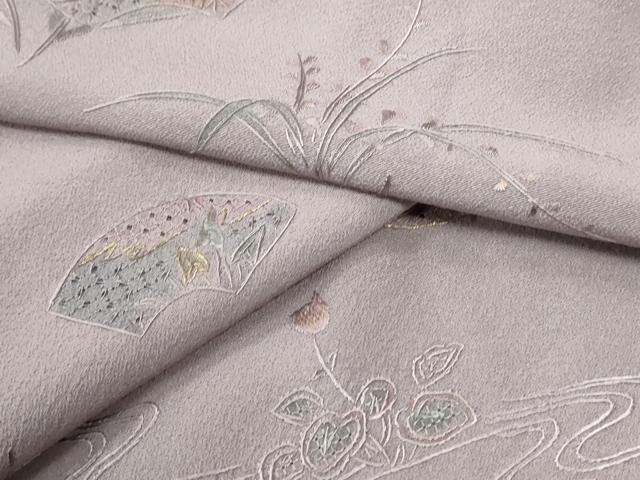 平和屋着物●中国三大刺繍　スワトウ刺繍　総刺繍　訪問着　地紙草花文　金糸　正絹　逸品　CABI2748yc