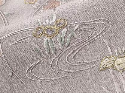 平和屋着物●中国三大刺繍　スワトウ刺繍　総刺繍　訪問着　地紙草花文　金糸　正絹　逸品　CABI2748yc