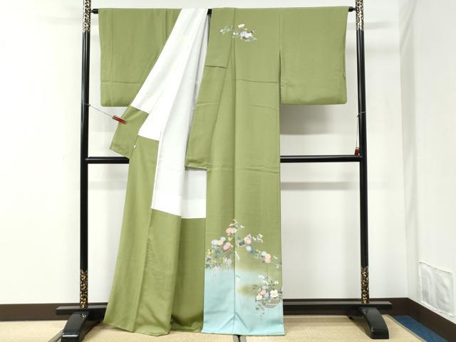 平和屋着物●訪問着　友禅　作家物　枝菊陶器花文　暈し染め　正絹　逸品　CABI2750yc
