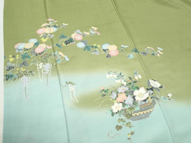 平和屋着物●訪問着　友禅　作家物　枝菊陶器花文　暈し染め　正絹　逸品　CABI2750yc