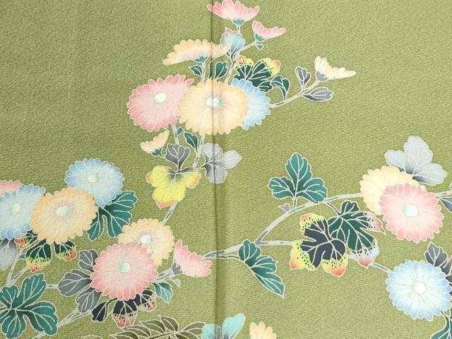 平和屋着物●訪問着　友禅　作家物　枝菊陶器花文　暈し染め　正絹　逸品　CABI2750yc