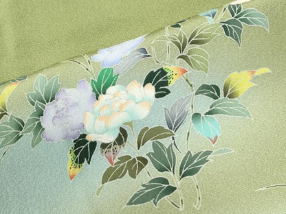 平和屋着物●訪問着　友禅　作家物　枝菊陶器花文　暈し染め　正絹　逸品　CABI2750yc